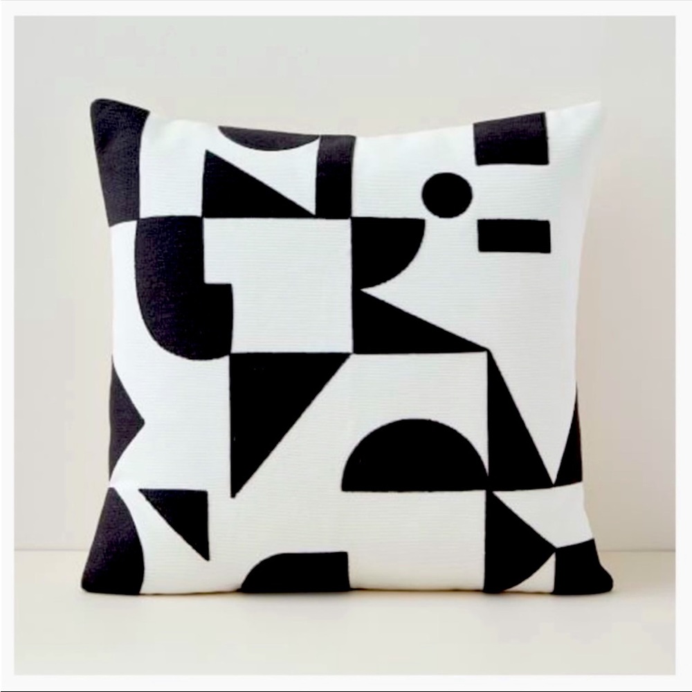 Square Black & White graphic geometric pillow cover by Margo Selby for West Elm